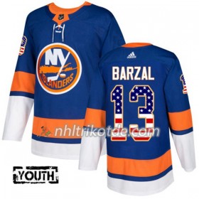 New York Islanders Trikot Mathew Barzal 13 Adidas 2017-2018 Blau USA Flag Fashion Authentic - Kinder